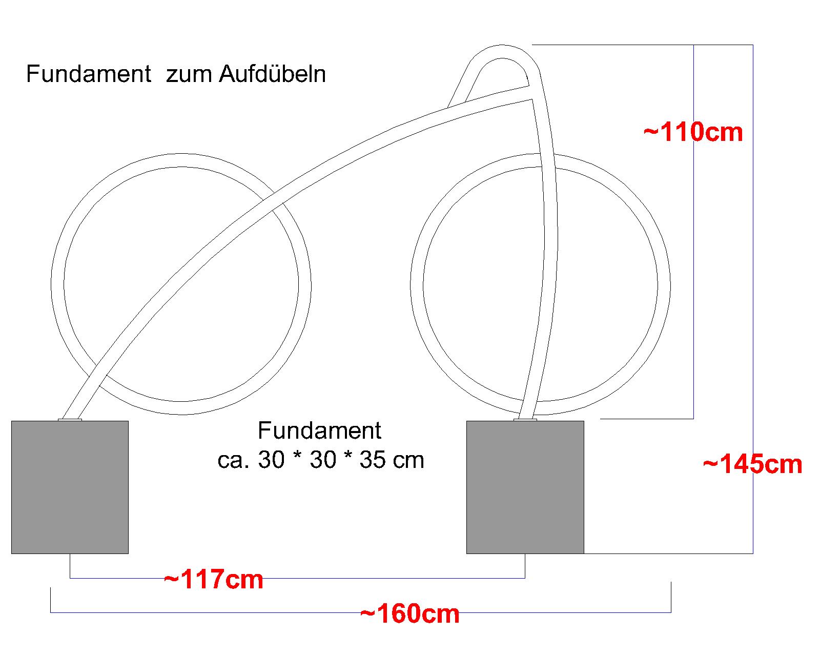 DYNABIKE Anlehnbügel mit Fundament zum aufdübeln
